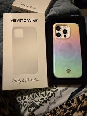 Velvet Caviar Iridescent Leopard Pastel IPhone 15 Pro Case - Pretty & Protective